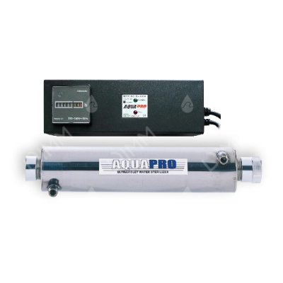 Stérilisateur UV horizontal 1 à 2 GPM (453 L/h) avec compteur horaire + ballast