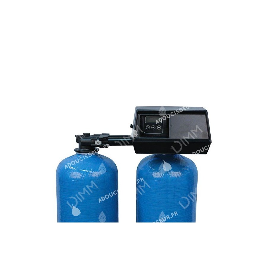Adoucisseur duplex 2 x 15L - vanne Fleck 9100 SXT volumétrique électronique