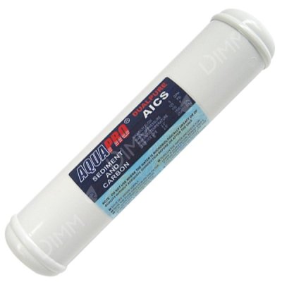 Cartouche en ligne charbon actif + sédiments 11'' x 21/2'' - raccordement 1/4''