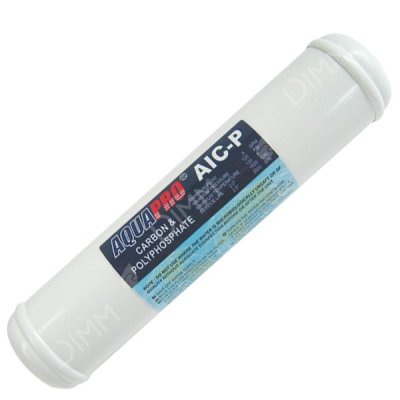 Cartouche en ligne charbon actif + polyphosphates 11'' x 21/2'' - raccordement 1/4''