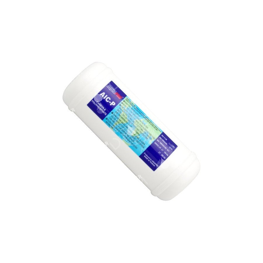 Cartouche en ligne charbon actif + polyphosphates 6'' x 21/2'' - raccordement 1/4''