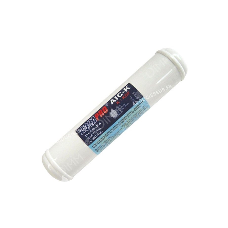 Cartouche en ligne charbon actif + KDF 11'' x 21/2'' - raccordement 1/4''