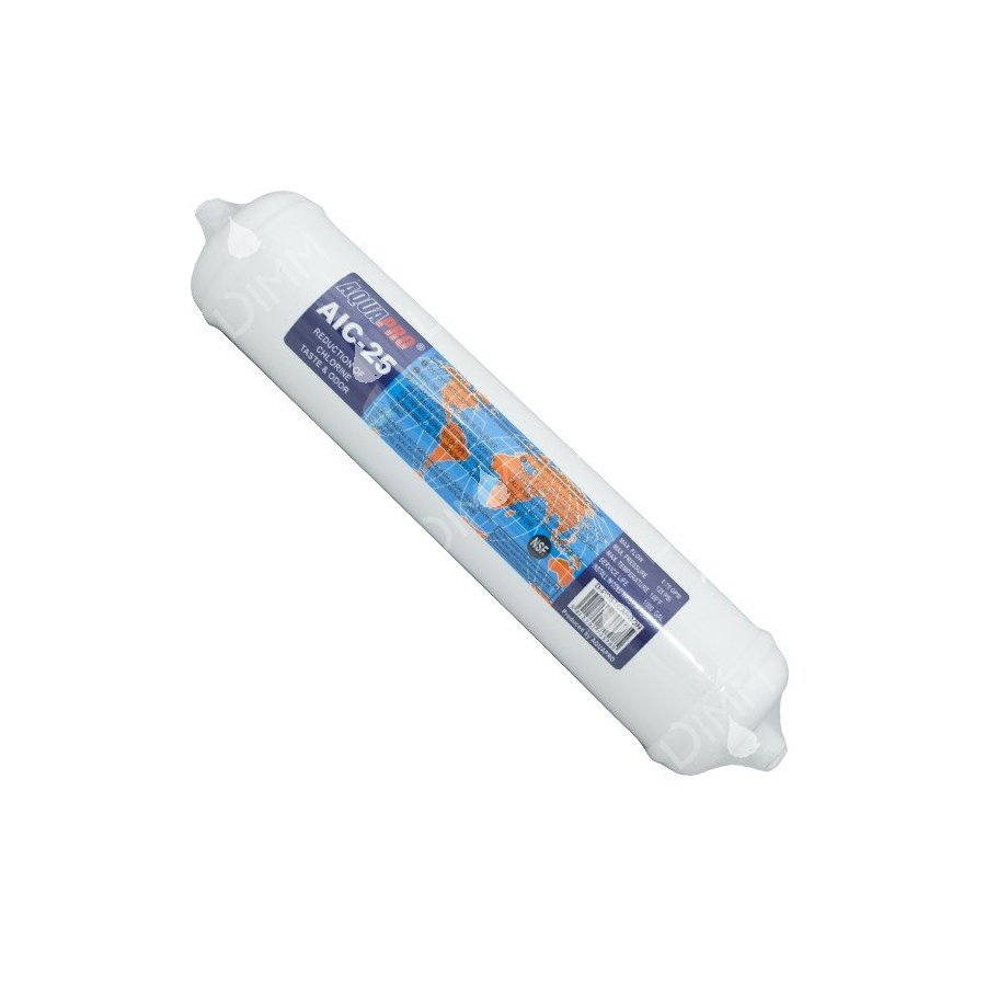 Cartouche en ligne charbon actif 11'' x 21/2'' avec raccords rapides 1/4''