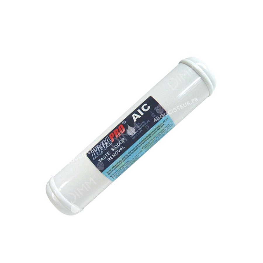 Cartouche en ligne charbon actif 11'' x 21/2'' - raccordement 1/4''
