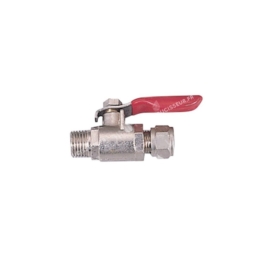 Vanne à bille chromée avec raccordement mâle 1/4'' x tubing 3/8''