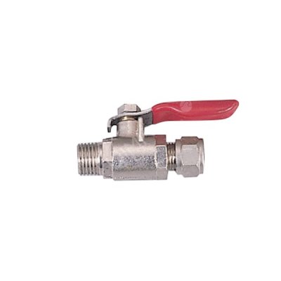 Vanne à bille chromée avec raccordement mâle 1/4'' x tubing 1/4''