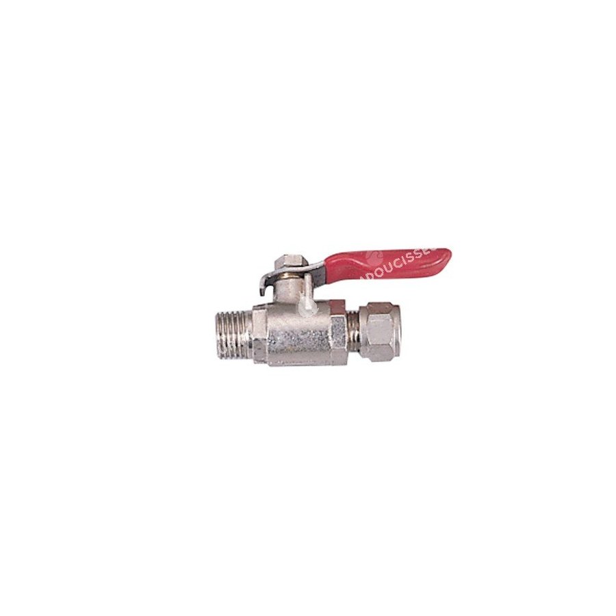 Vanne à bille chromée avec raccordement mâle 1/4'' x tubing 1/4''