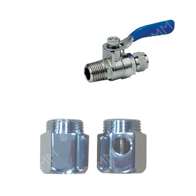 Connecteur d'eau avec vanne à bille - alimentation 3/4'' - tubing 1/4''
