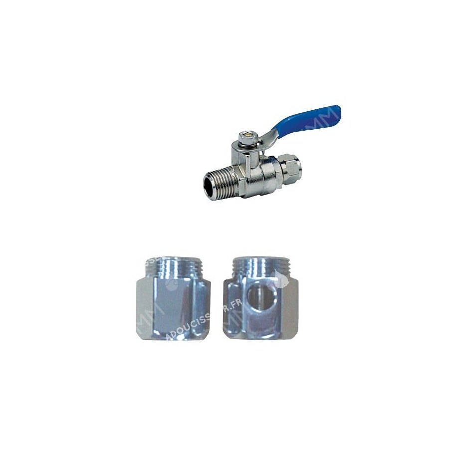 Connecteur d'eau avec vanne à bille - alimentation 3/4'' - tubing 1/4''