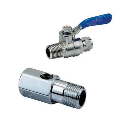 Connecteur d'eau avec vanne à bille - alimentation 3/8'' - tubing 3/8''
