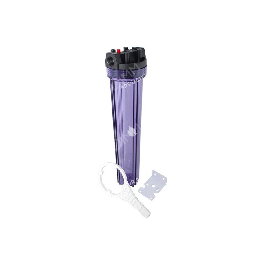 Porte-filtre AQF 20'' transparent avec accessoires - raccordement 3/4''