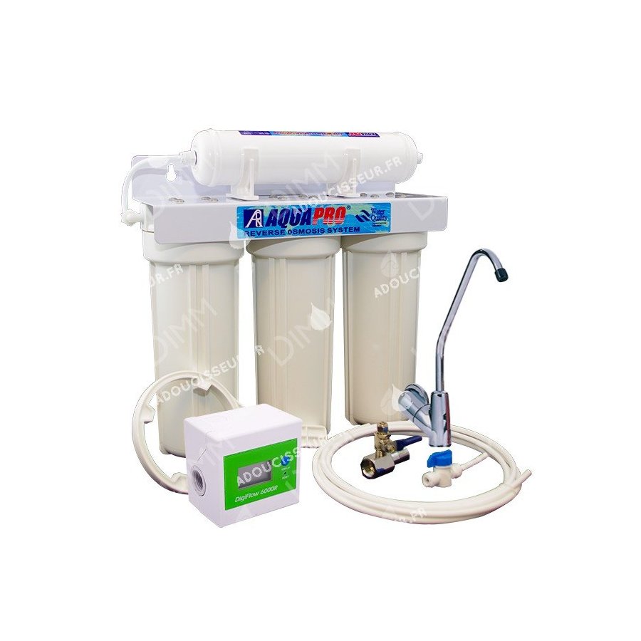 Purificateur sous évier 4 niveaux anti-nitrates avec compteur + cartouche ultrafiltration