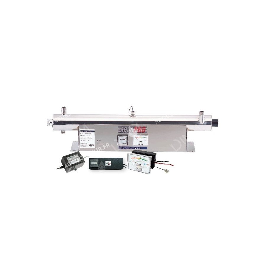Stérilisateur UV horizontal 12 GPM (2725 L/h) avec compteur horaire + moniteur