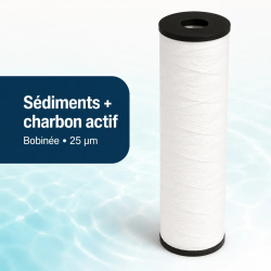 Cartouche anti-sédiments bobinée au charbon actif 25 microns