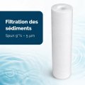 Cartouche anti-sédiments Spun en polypropylène 5 microns 9 pouces trois quarts