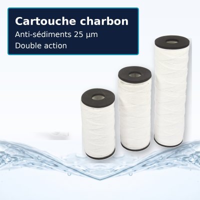 Cartouche anti sédiment bobinée charbon actif 25 microns