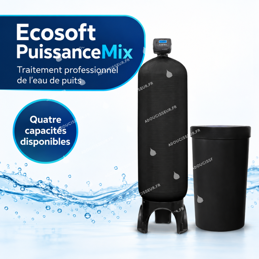 Adoucisseur industriel Ecosoft PuissanceMix pour eau de puits