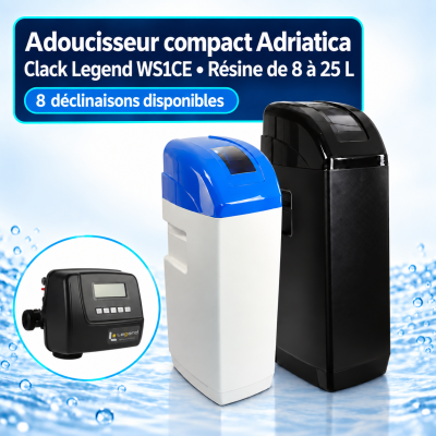 Adoucisseur compact Adriatica à vanne Clack Legend WS1CE