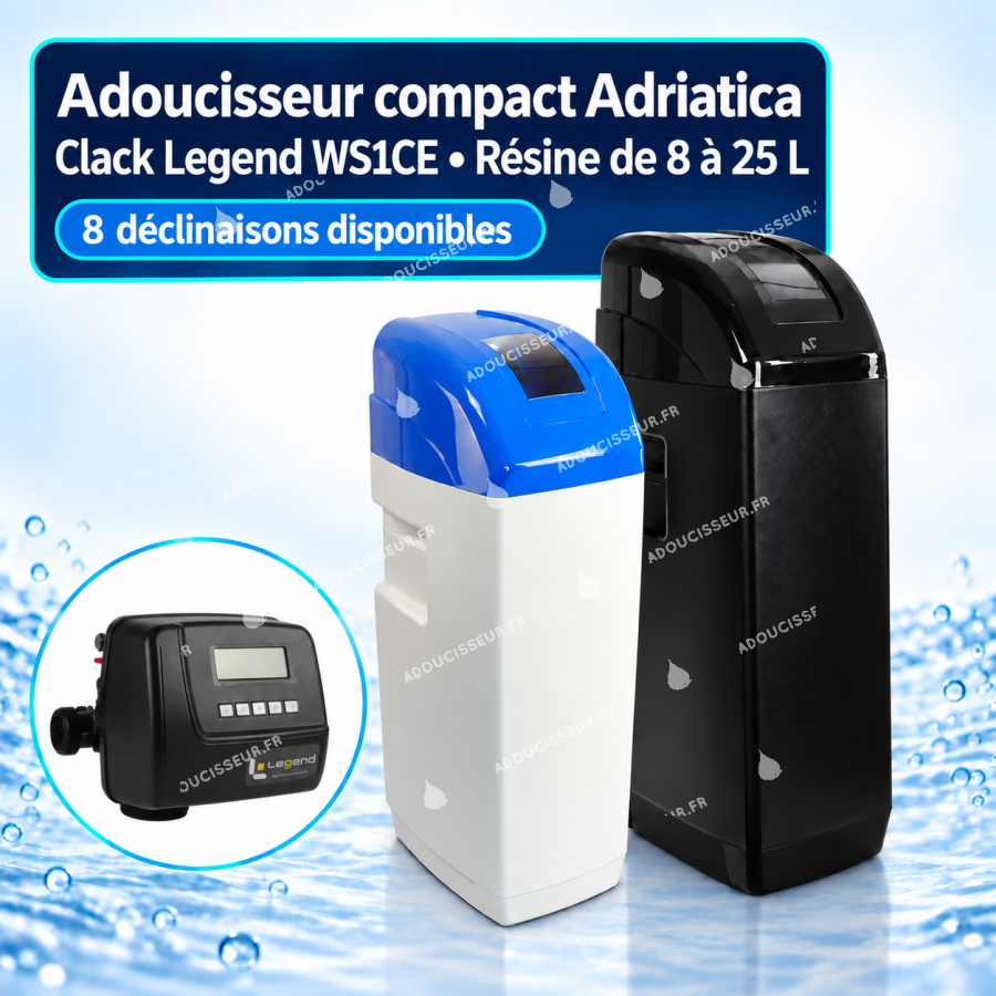 Adoucisseur compact Adriatica à vanne Clack Legend WS1CE