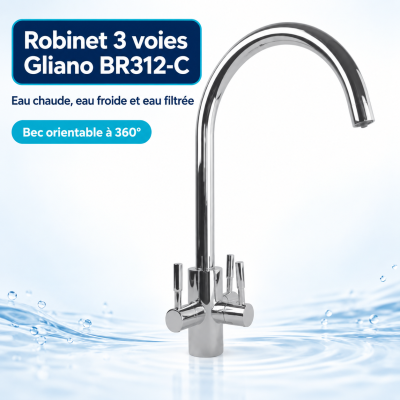 Robinet de cuisine 3 voies Gliano BR312-C chromé