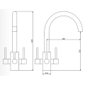 Robinet de cuisine 3 voies Gliano BR312-C chromé