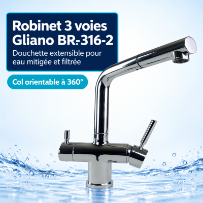Robinet douchette 3 voies Gliano BR-316-2 chromé