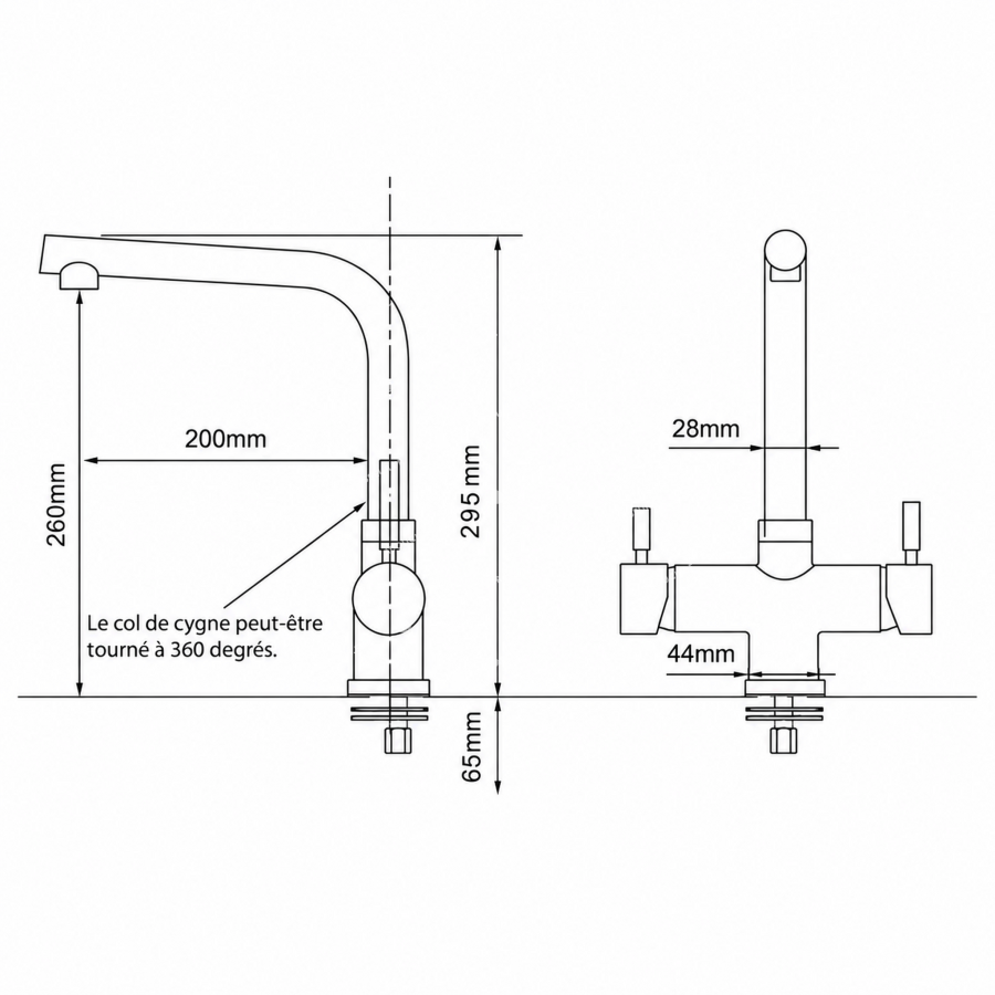 Robinet douchette 3 voies Gliano BR-316-2 chromé