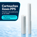Cartouches filtrantes lisses PPS en polypropylène — plusieurs longueurs et finesses