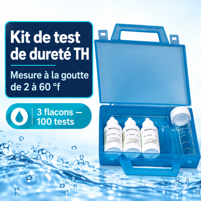 Kit de test de dureté de l’eau TH — 3 flacons, 100 tests