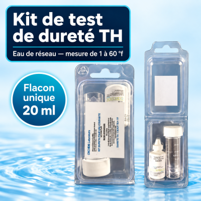 Kit de test de dureté TH pour eau de réseau — flacon unique 20 ml